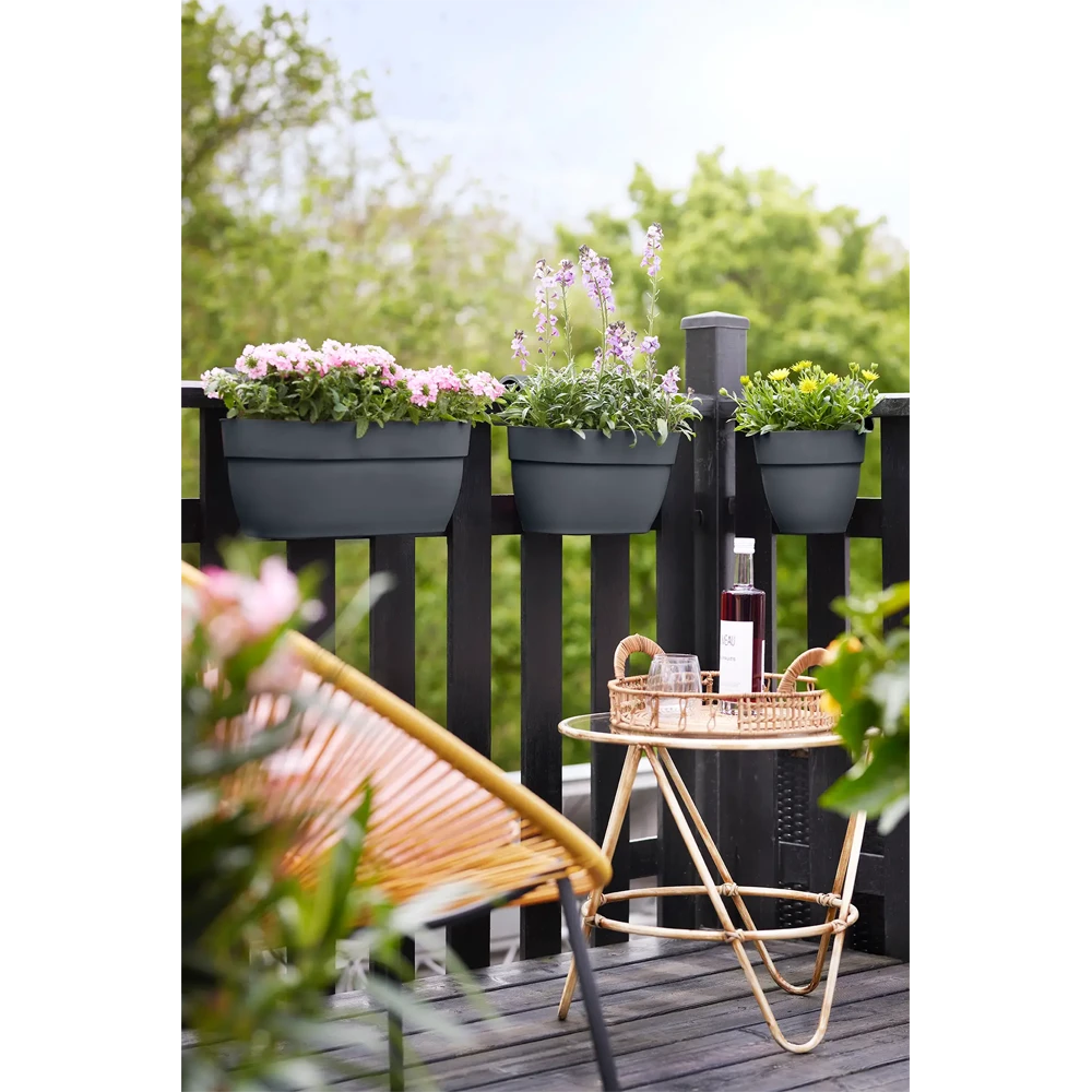 Elho Balkonbak Vibia Campana Easy Hanger Medium - Antraciet -Ingemaakte Serie Winkel balkonbak vibia campana easy hanger medium antraciet balkonbak antraciet 5 1