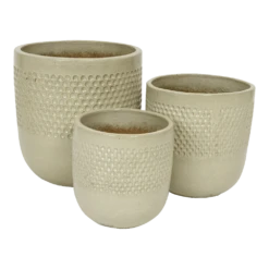 Bloempot Collin - D33 X H34cm - Creme -Ingemaakte Serie Winkel bloempot collin creme bloempot 2