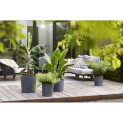 Bloempot Elho Greensense Aqua Care Rond - D43 X H34cm - Houtskoolgrijs -Ingemaakte Serie Winkel bloempot elho greensense aqua care rond d43 x h34cm houtskoolgrijs bloempot 5 1