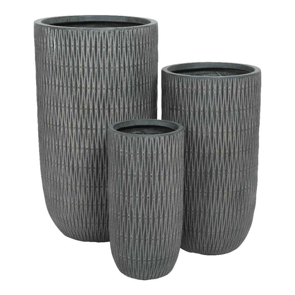 Bloempot James hoog - d24 x h49cm - Grijs Bloempot James Hoog - D24 X H49cm - Grijs -Ingemaakte Serie Winkel bloempot james hoog grijs bloempot 2 1