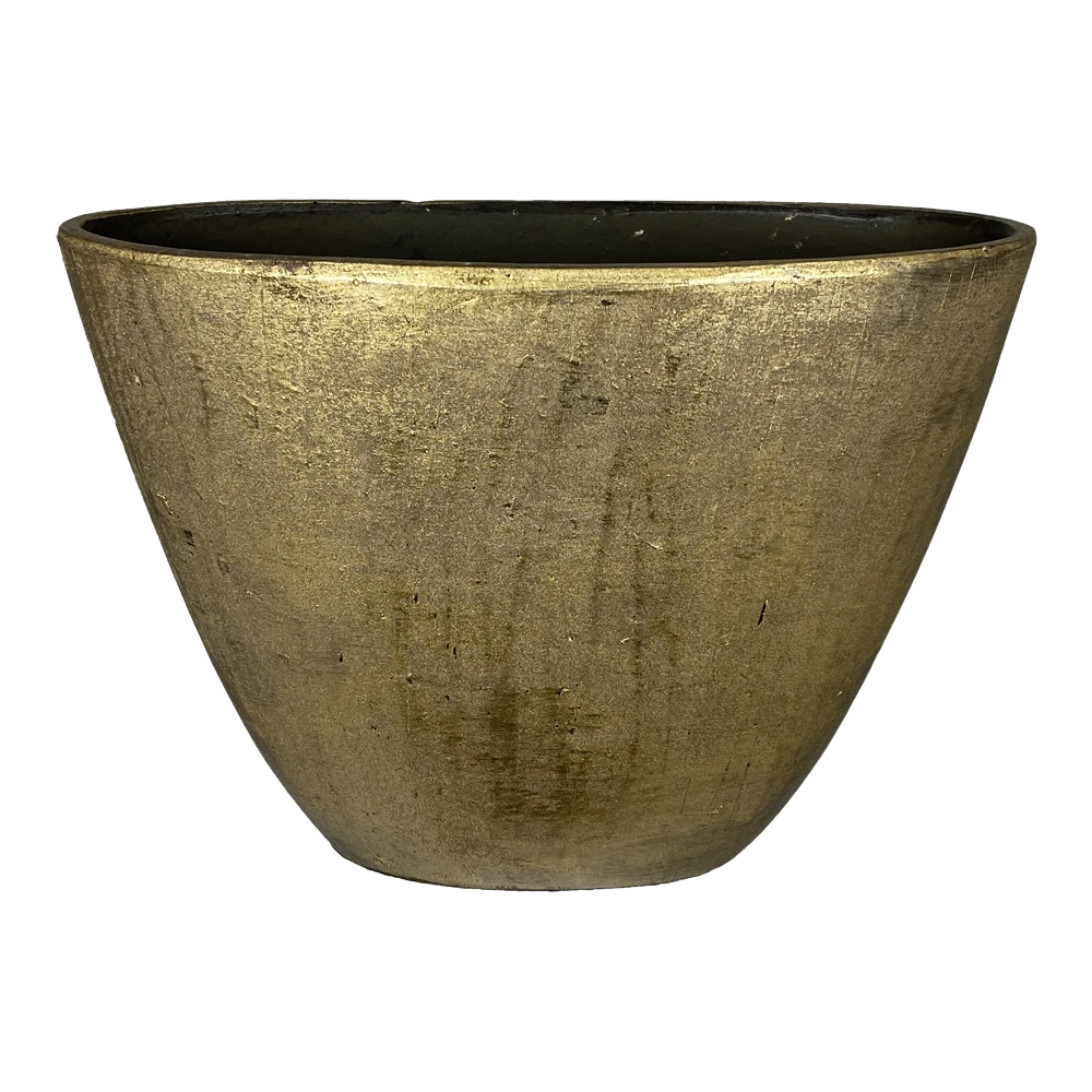 Bloempot Kos ovaal - l33 x b14 x h27cm - Goud Bloempot Kos Ovaal - L33 X B14 X H27cm - Goud -Ingemaakte Serie Winkel