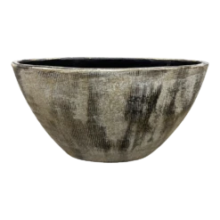 Bloempot Miami Ovaal - L30 X D13 X H17cm - Zwart Cement