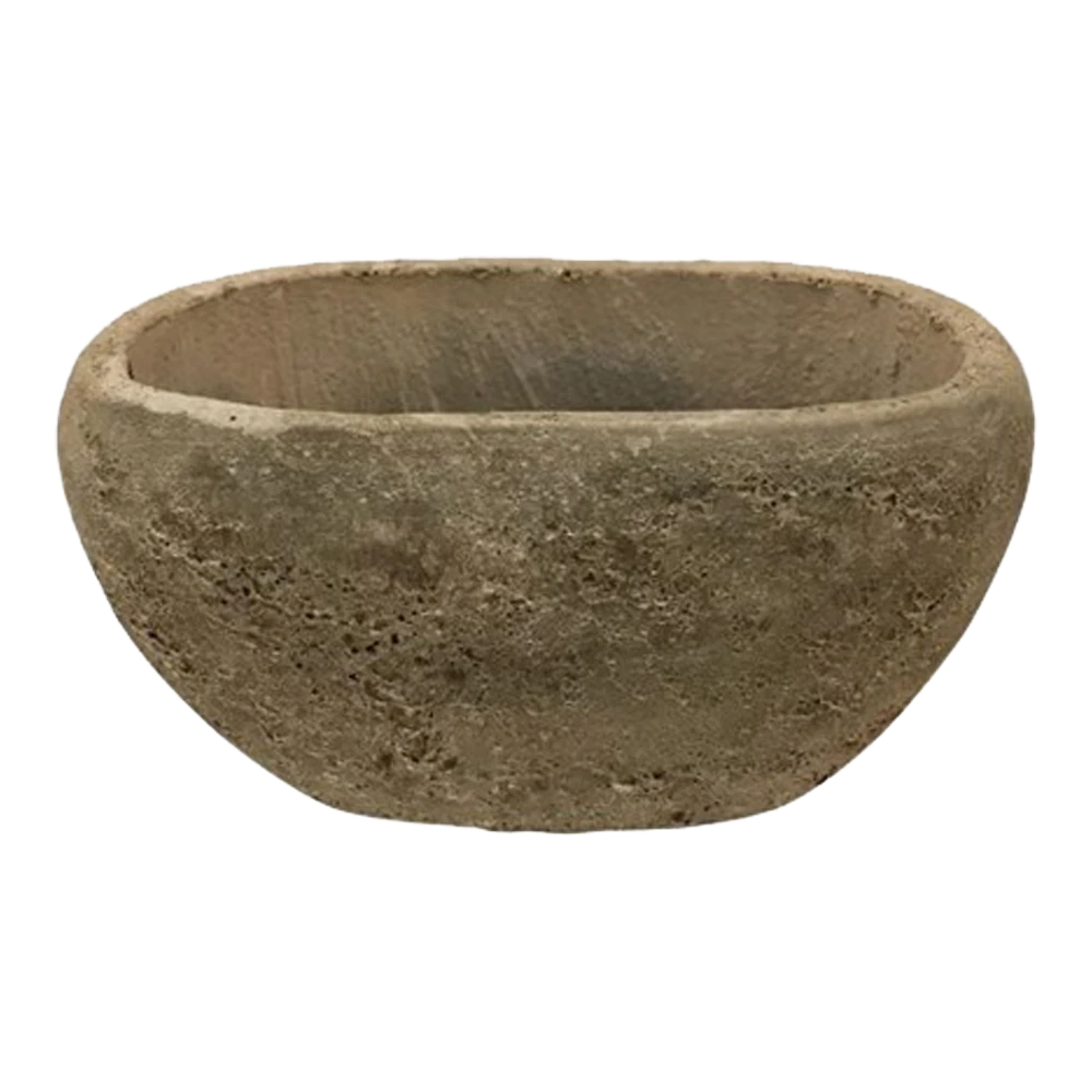 Bloempot Shanon Ovaal - L28 X B18 X H14cm - Earth Groen -Ingemaakte Serie Winkel