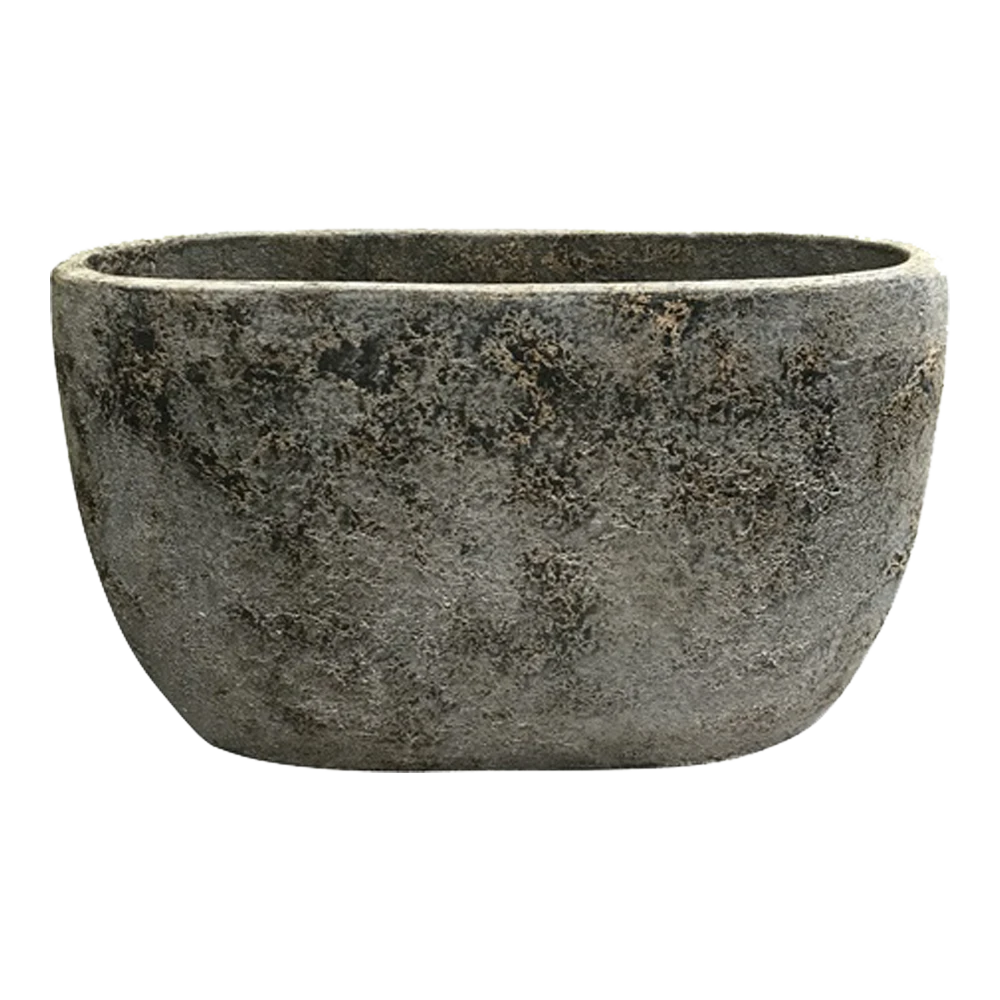 Bloempot Shanon Ovaal - L45 X B18 X H26cm - Earth Zwart -Ingemaakte Serie Winkel