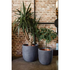 Capi Bloempot Bol Nature Rib NL - D35 X H34cm - Donkergrijs -Ingemaakte Serie Winkel capi bloempot bol nature rib nl d35 x h34cm donkergrijs bloempot 6 1