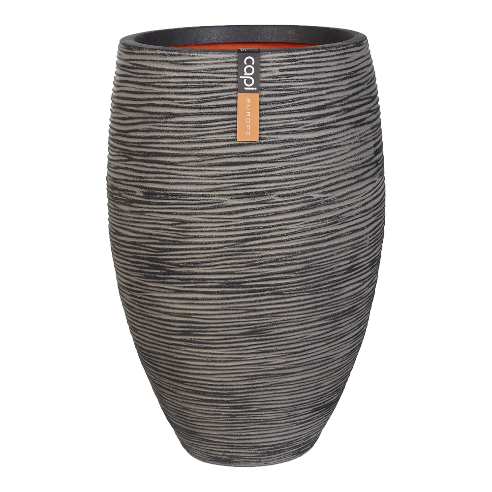 Capi Bloempot Hoog Nature Elegant Deluxe Rib NL - D45 X H72cm - Antraciet -Ingemaakte Serie Winkel