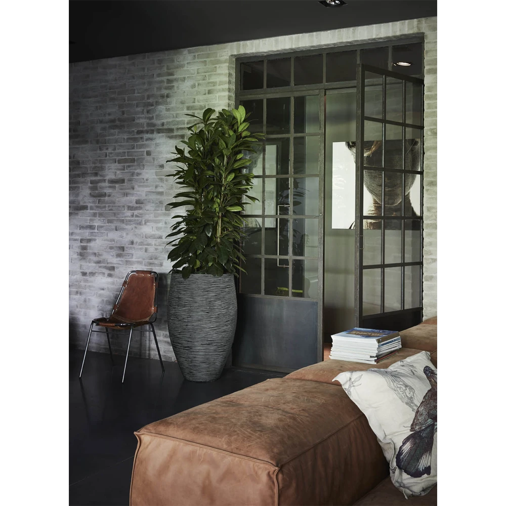 Capi Bloempot Hoog Nature Elegant Deluxe Rib NL - D45 X H72cm - Antraciet -Ingemaakte Serie Winkel