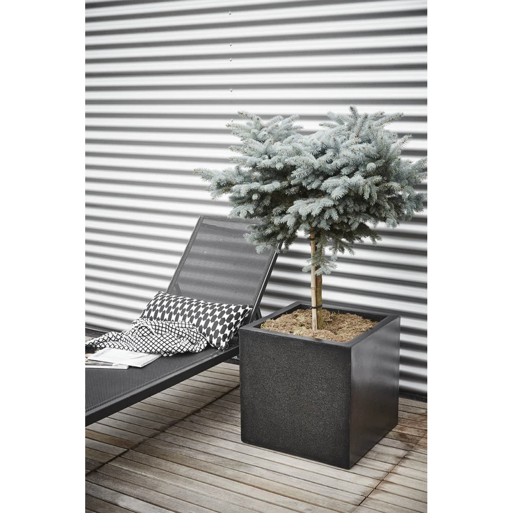 Capi Plantenbak Vierkant Lux Terrazo - L60 X B60 X H60cm - Zwart -Ingemaakte Serie Winkel