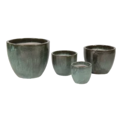 Bloempot Glazed Egg - D30 X H26cm - Groen -Ingemaakte Serie Winkel glazed egg pot moss green d30h26 bloempot groen 6 6