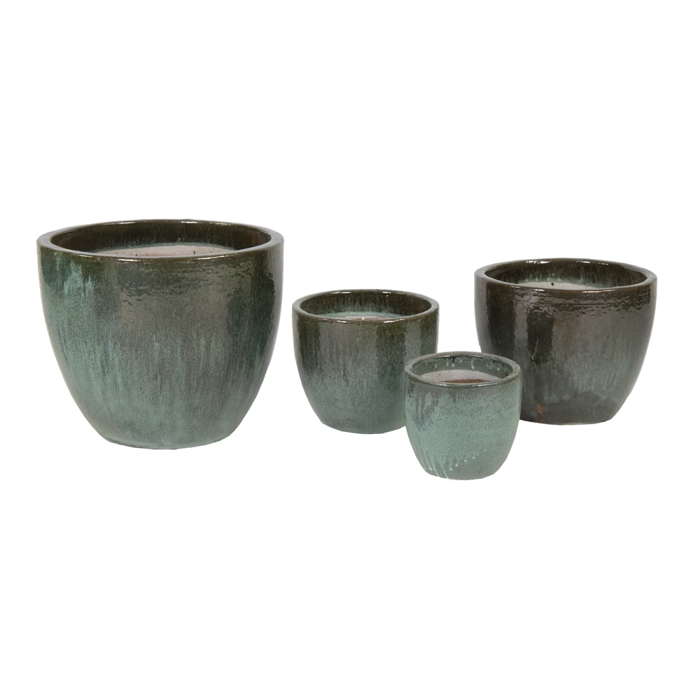 Bloempot Glazed Egg - d38 x h32cm - Groen Bloempot Glazed Egg - D38 X H32cm - Groen -Ingemaakte Serie Winkel glazed egg pot moss green d38h32 bloempot groen 6 6