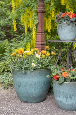 Bloempot Glazed Egg - D48 X H41cm - Groen -Ingemaakte Serie Winkel glazed egg pot moss green d48h41 bloempot groen 7 6