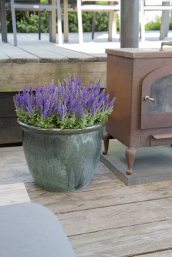 Bloempot Glazed Hp001 - D30 X H25cm - Groen -Ingemaakte Serie Winkel glazed hp001 moss green d30h25 bloempot groen 7 6