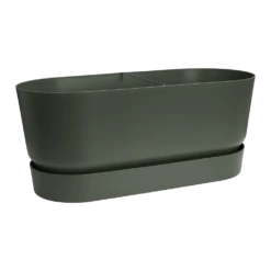 Bloembak Elho Greenville Terrace 80cm - Met Wielen - Bladgroen -Ingemaakte Serie Winkel greenville terrace trough 80cm wheels plantenbak bladgroen 3 10