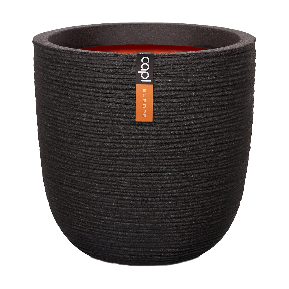 Capi Bloempot bol Nature Rib NL - d55 x h53cm - Zwart Capi Bloempot Bol Nature Rib NL - D55 X H53cm - Zwart -Ingemaakte Serie Winkel