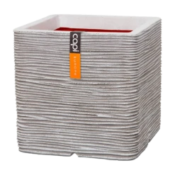 Capi Plantenbak Vierkant Nature Rib NL - L40 X B40 X H40cm - Ivoor