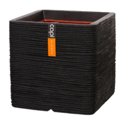 Capi Plantenbak Vierkant Nature Rib NL - L50 X B50 X H50cm - Zwart