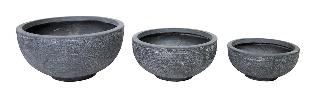 Plantenschaal Utah - d36 x h16.5cm - Donkergrijs Plantenschaal Utah - D36 X H16.5cm - Donkergrijs -Ingemaakte Serie Winkel utah round bowl graphite d36h165 schaal 6 8