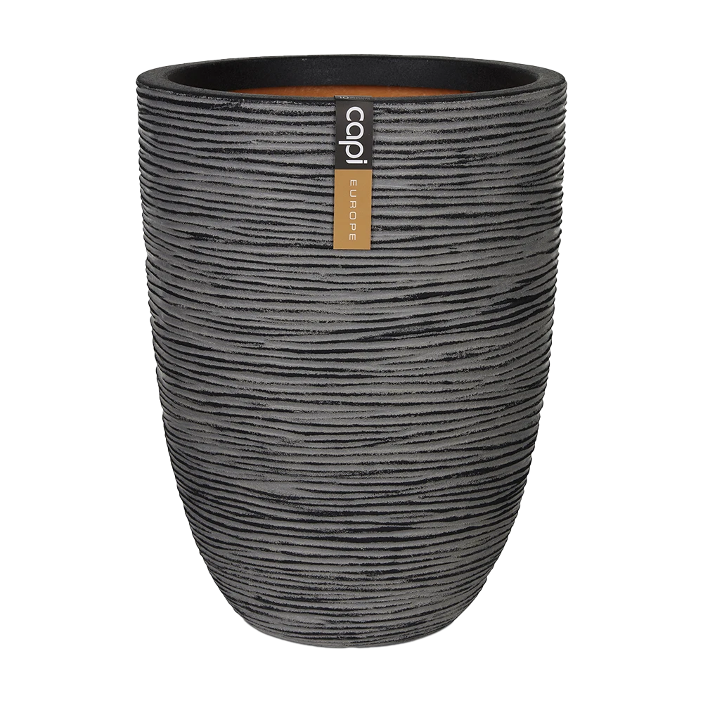 Capi Bloempot Nature Elegant Rib NL - d34 x h46cm - Antraciet Capi Bloempot Nature Elegant Rib NL - D34 X H46cm - Antraciet -Ingemaakte Serie Winkel