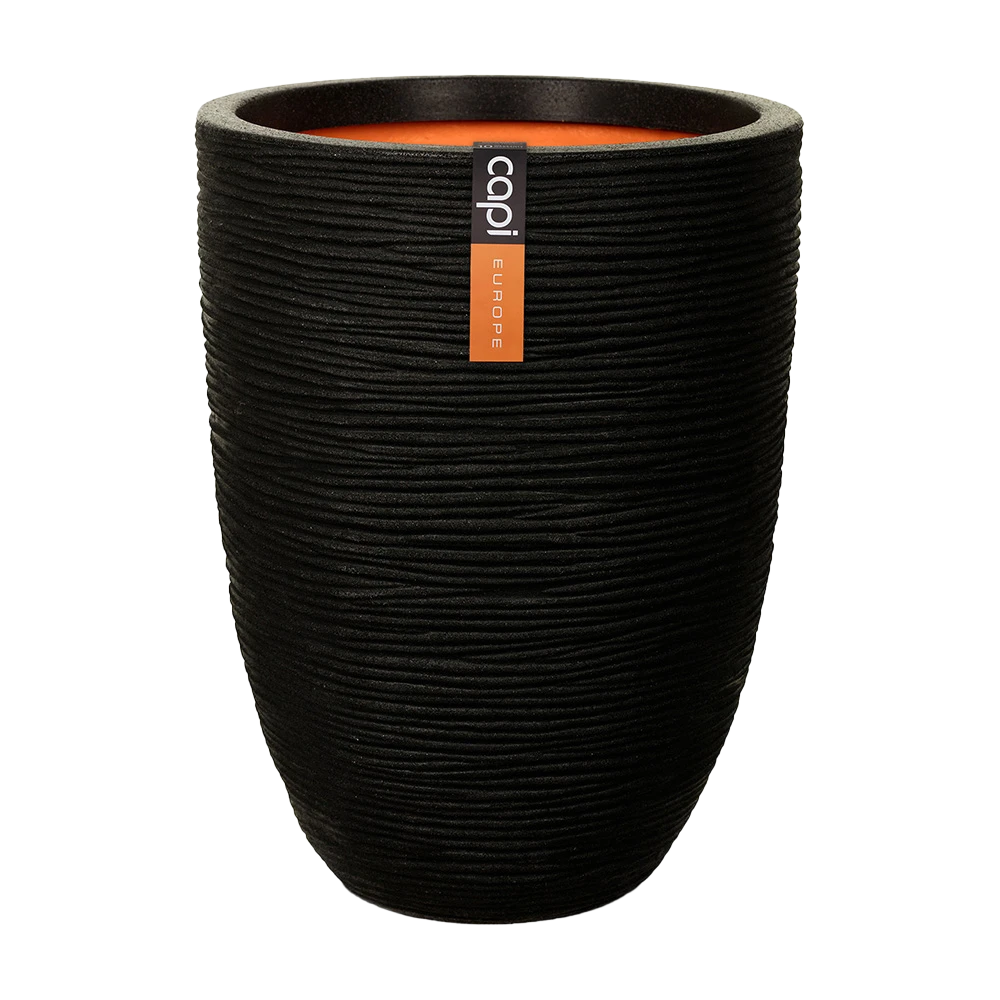 Capi Bloempot Nature Elegant Rib NL - d34 x h46cm - Zwart Capi Bloempot Nature Elegant Rib NL - D34 X H46cm - Zwart -Ingemaakte Serie Winkel