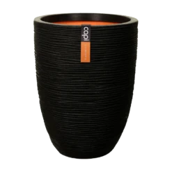 Capi Bloempot Nature Elegant Rib NL - D46 X H58cm - Zwart